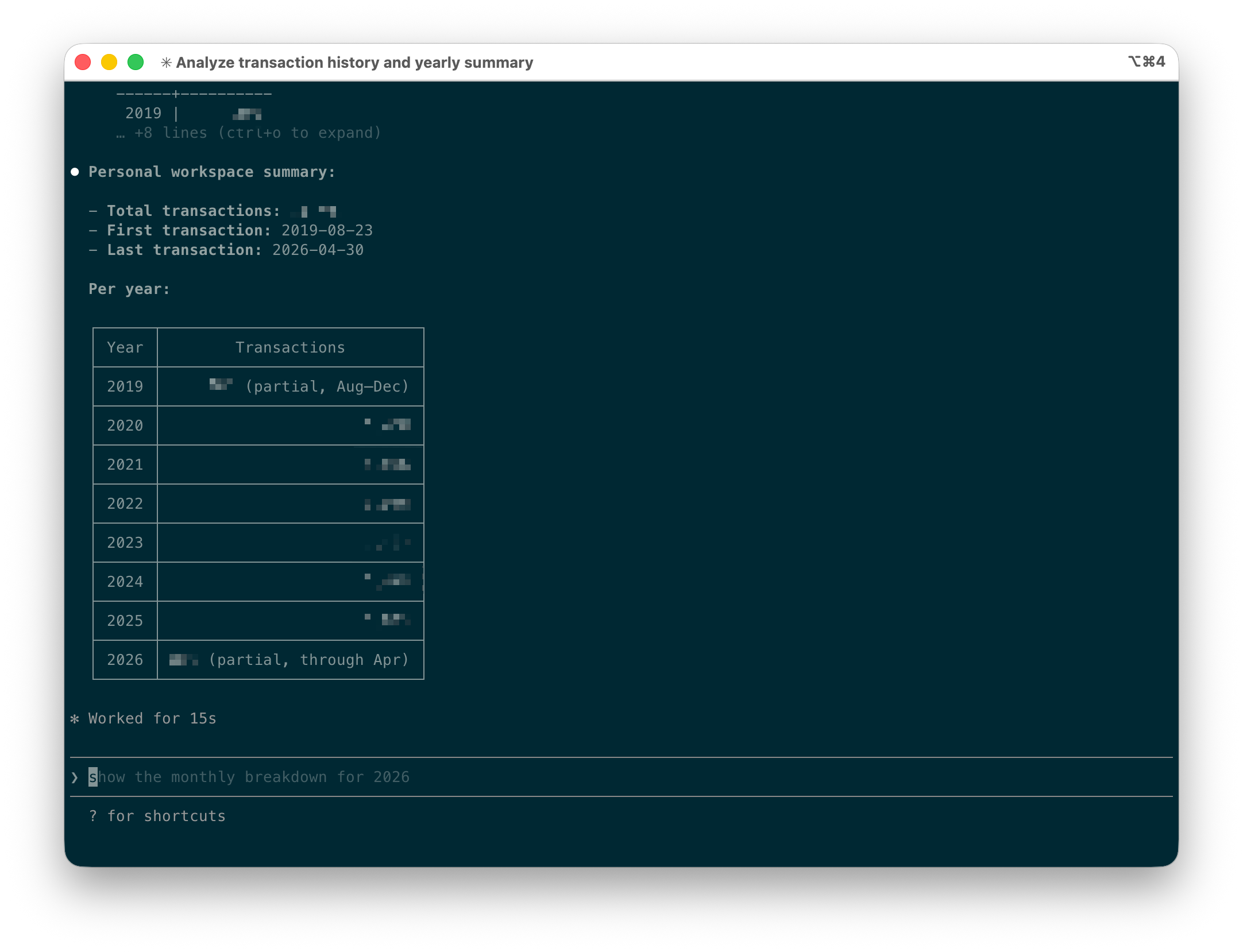 A screenshot of Claude Code returning the requested results.